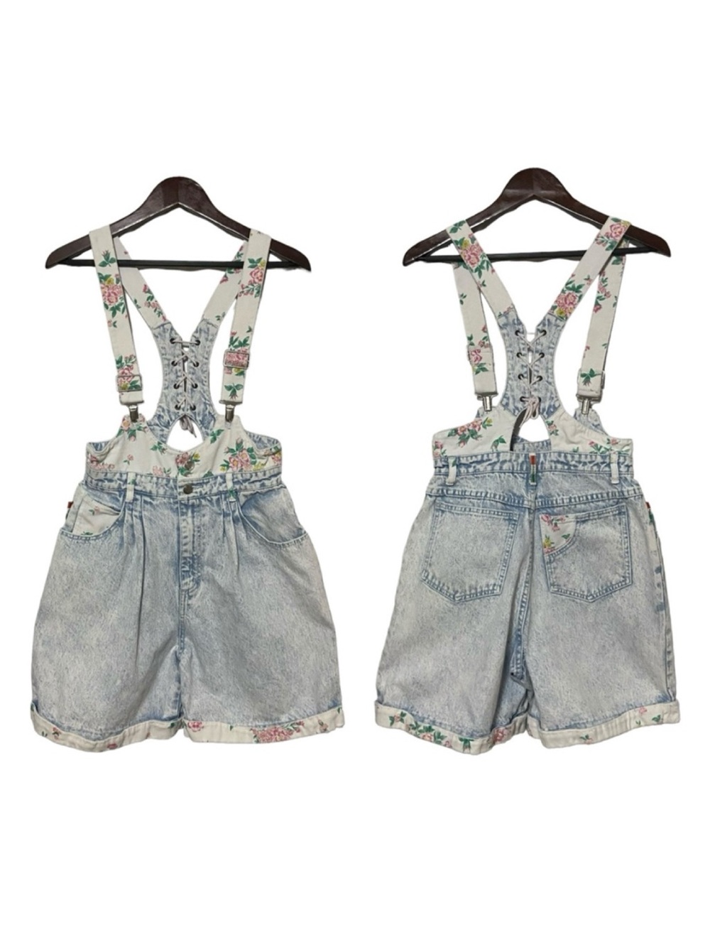 Vintage Filippo Totti Overalls Jeans Acid Washed Distressed Floral Shortall